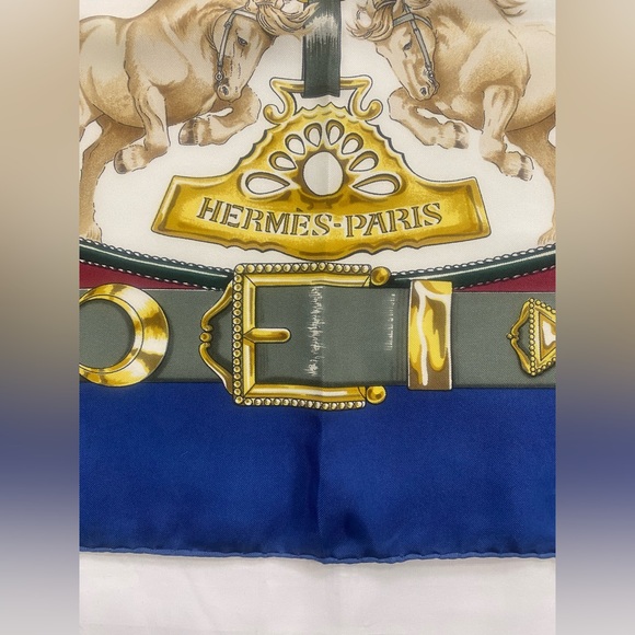 Hermes Silk Scarf Chevaux De Trait Carre 90 Vintage Bourthoumieux - Picture 2 of 16